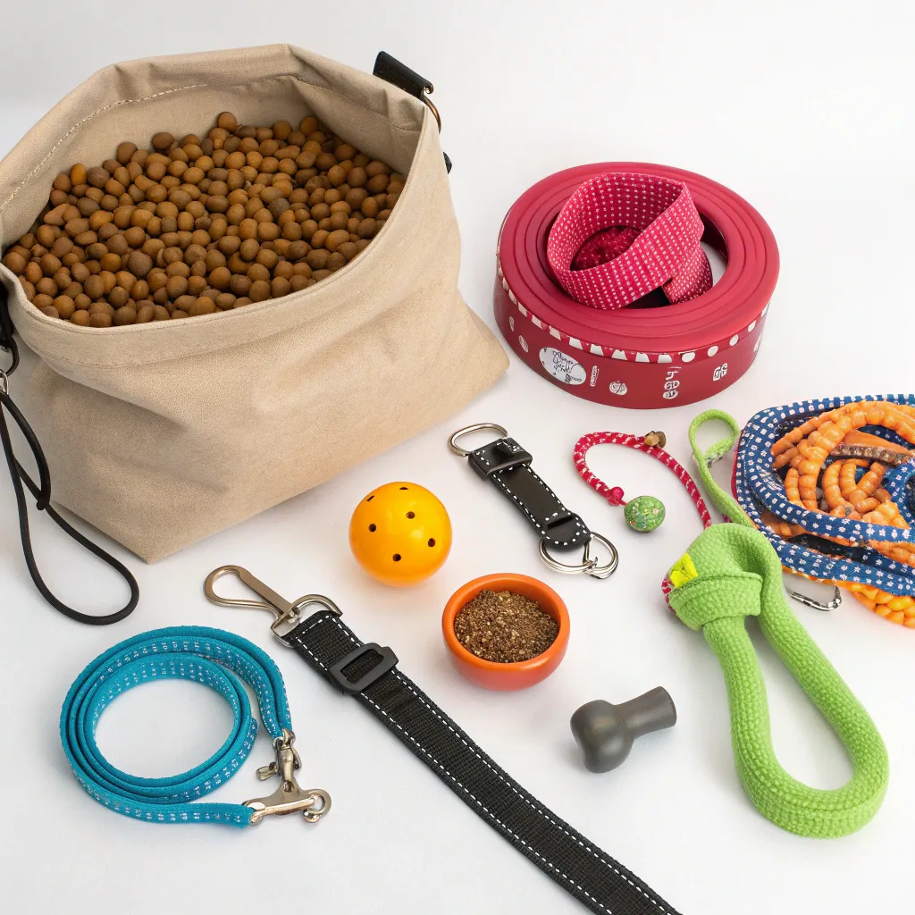 Image of pet supplies including food, toys, and accessories
